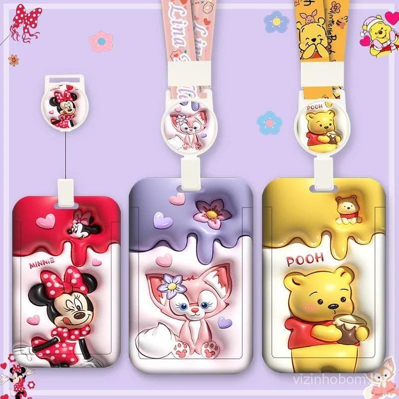 Porta-Cartões Disney Mickey Mouse, Criatividade, Anime Cordão para Crachá de Identificação Presentes