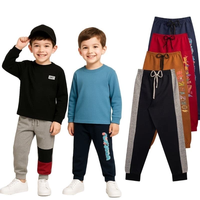 Kit Sortido 4 Calças Moletom Infantil Menino - Moda Estampada Algodão