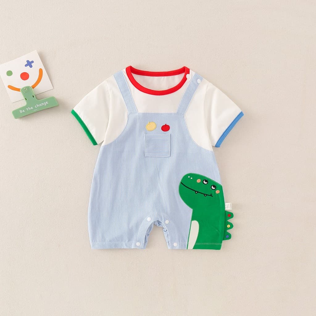 CY403 macacão de manga curta masculino feminino macacão bebê macacão menino contraste cor recém-nascido cinta dos desenh
