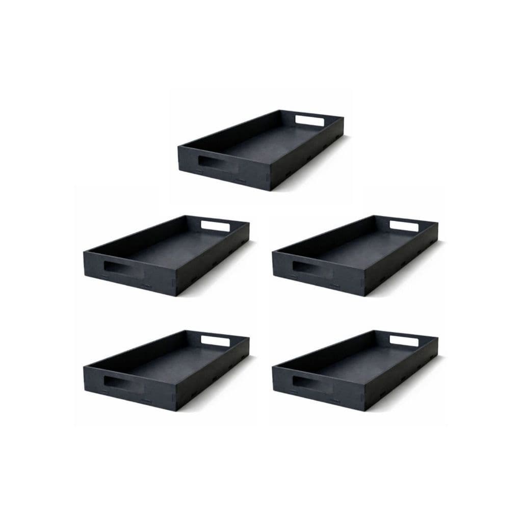 Kit 5 Bandeja Decorativa Preta com Alças – MDF Premium para Sala, Lavabo e Mesa | Organizadora Multiuso