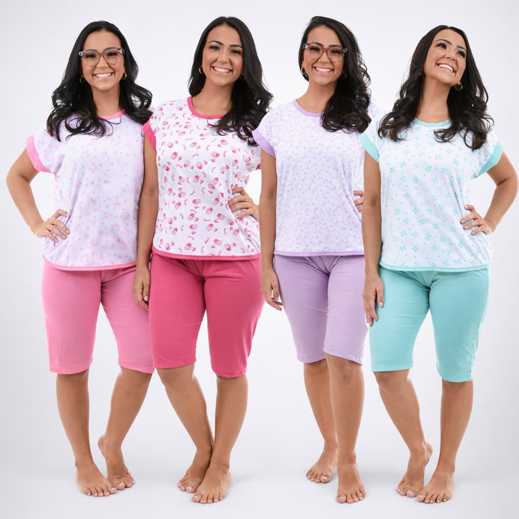 Kit 3 Pijama Pescador Feminino Leve Conforto Verão - Cores Variadas