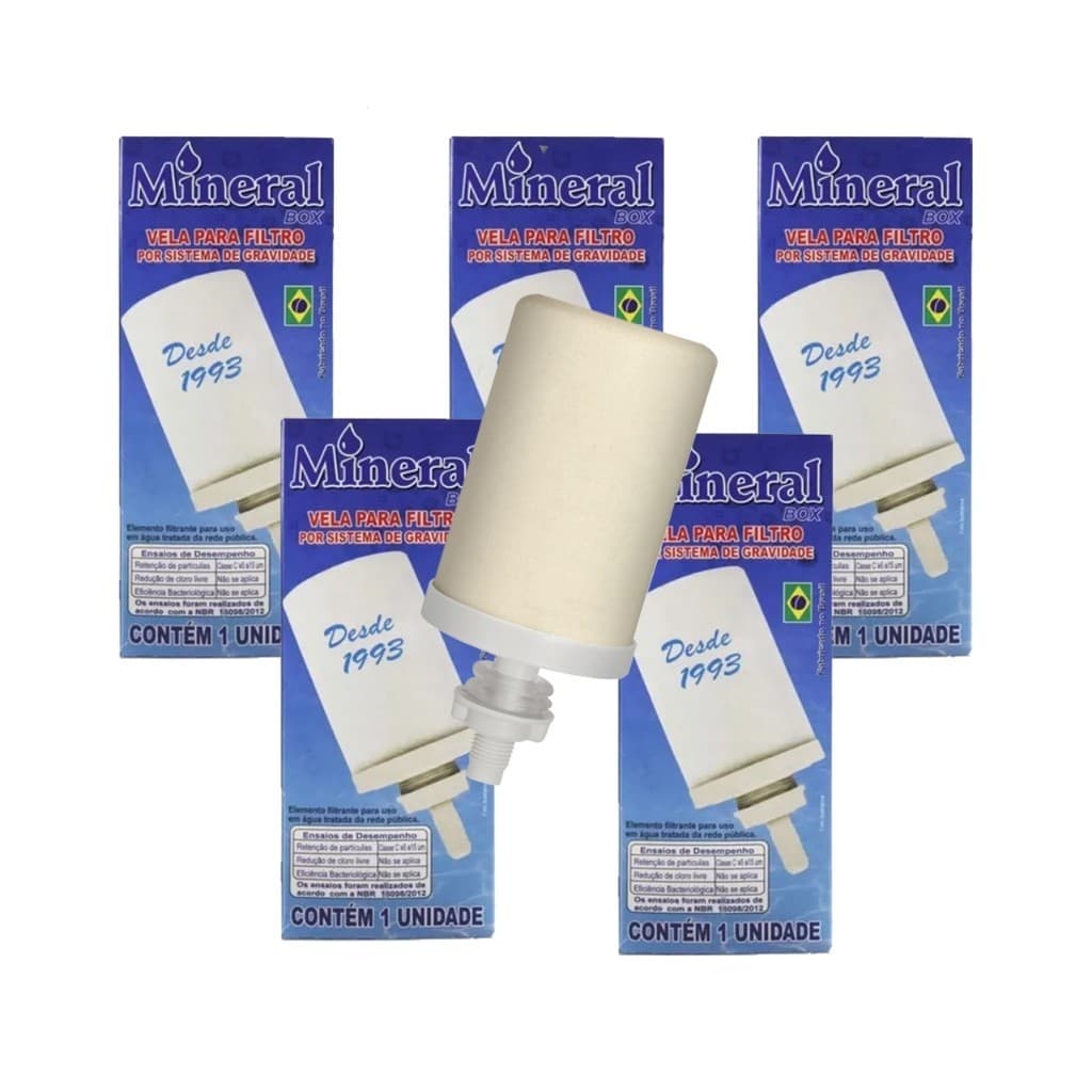 Kit 5 - Velas Tradicional Cerâmica para Filtro De Barro, marcas MINERAL ou ACQUA AZZURRA - Entrega Rápida