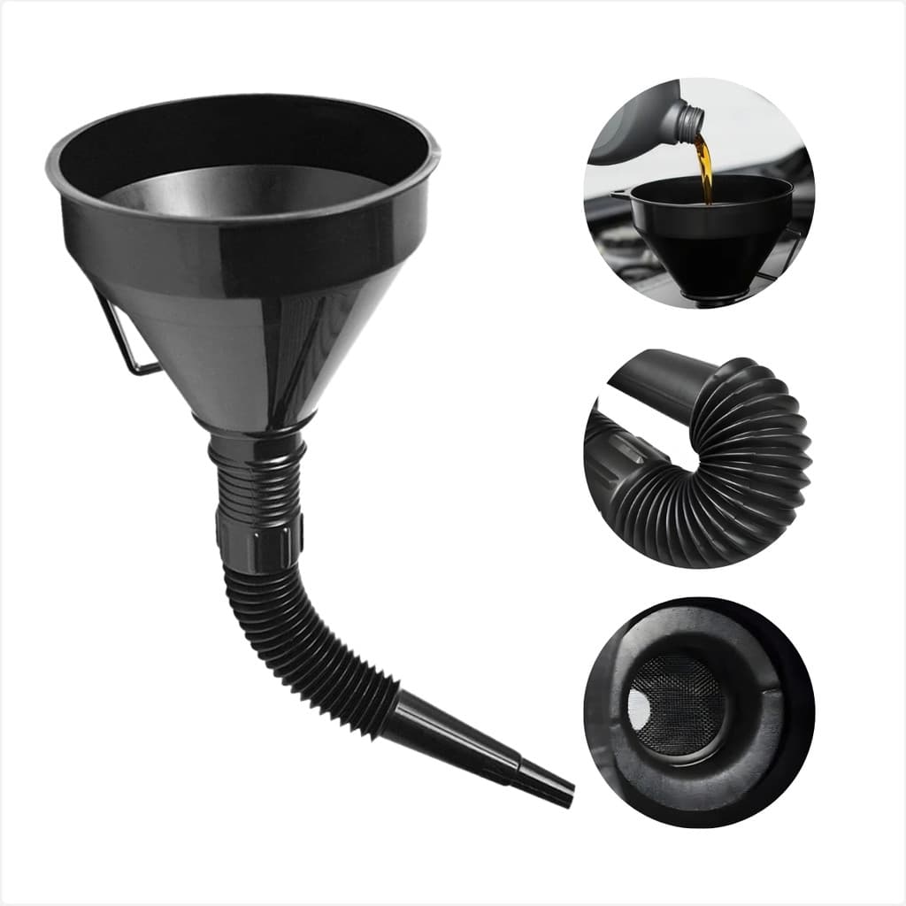 Funil Para Oleo Motor Combustivel Com Mangueira Sanfonada Flexivel Mecanica