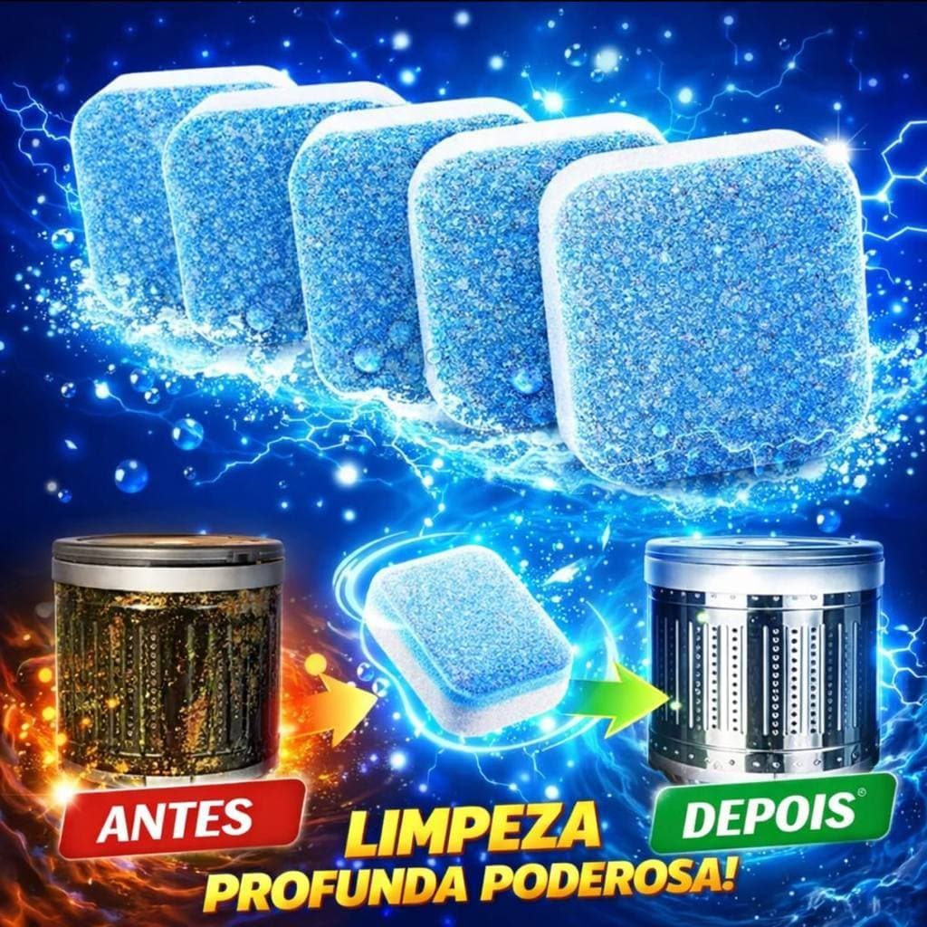 KIT 12/24/36 Pastilhas para Limpeza de Máquinas de Lavar Roupas Efervescentes Multifuncional ENVIO IMEDIATO