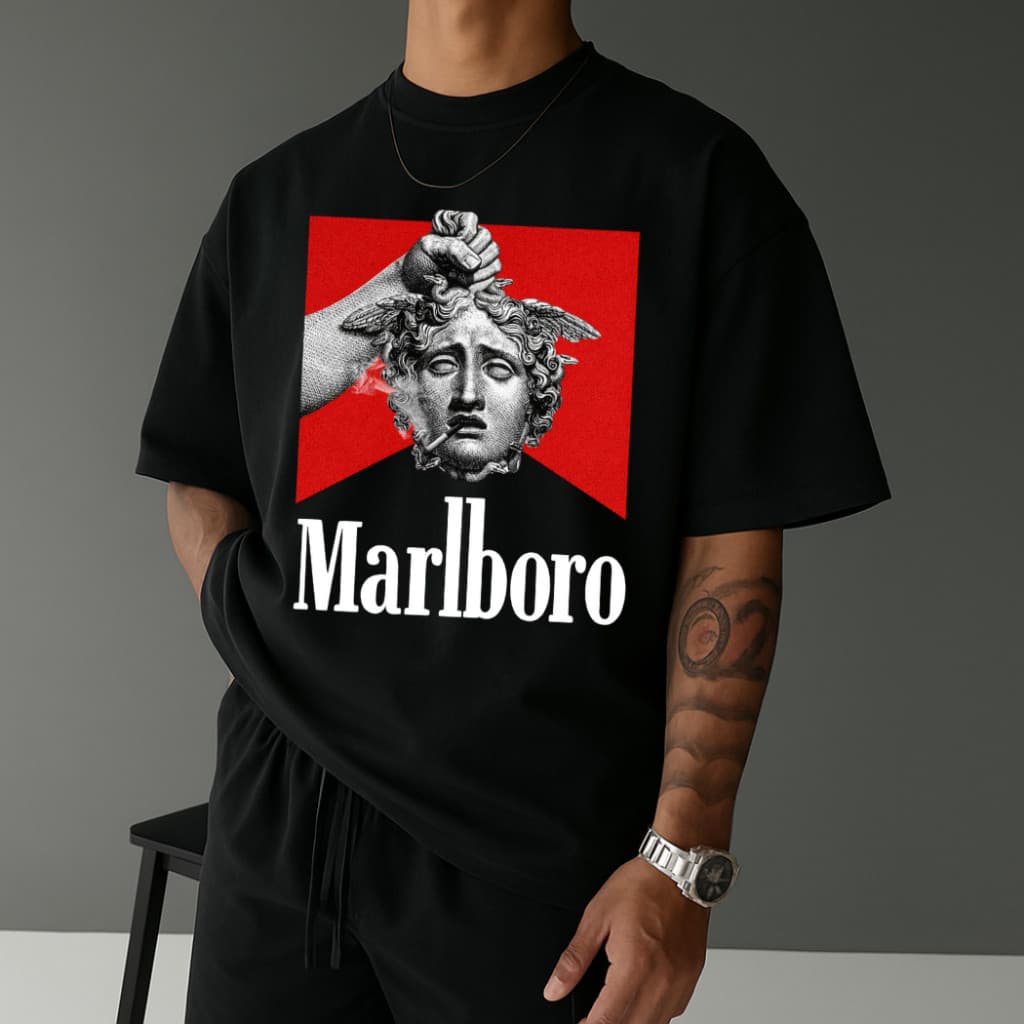 Camiseta Streetwear Over Marlboro Rip Tecido Algodão 100% Edição Limitada 2025 Camisa Premium Envio Imediato