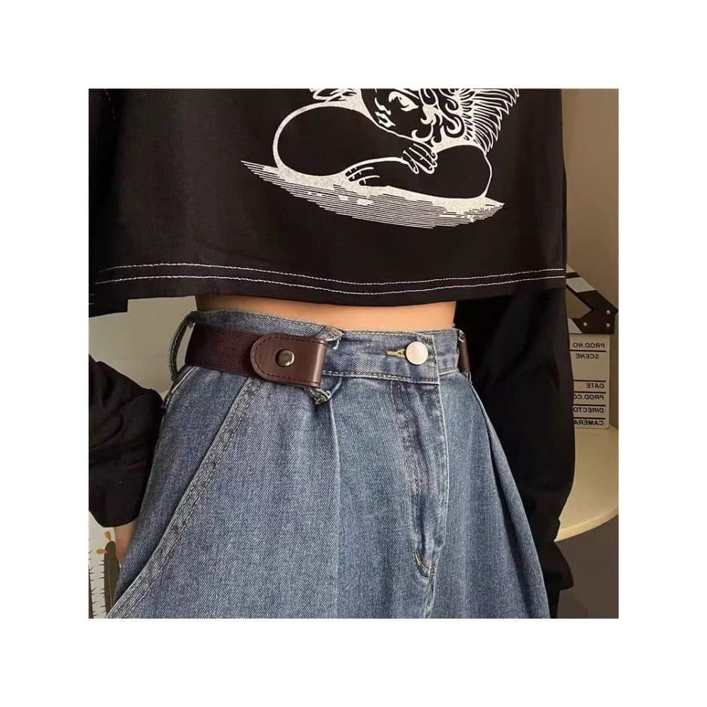 Cinto preguiçoso feminino Jeans elástico cintura estreita ferramenta útil cinto invisível cintura grande mudança pequena