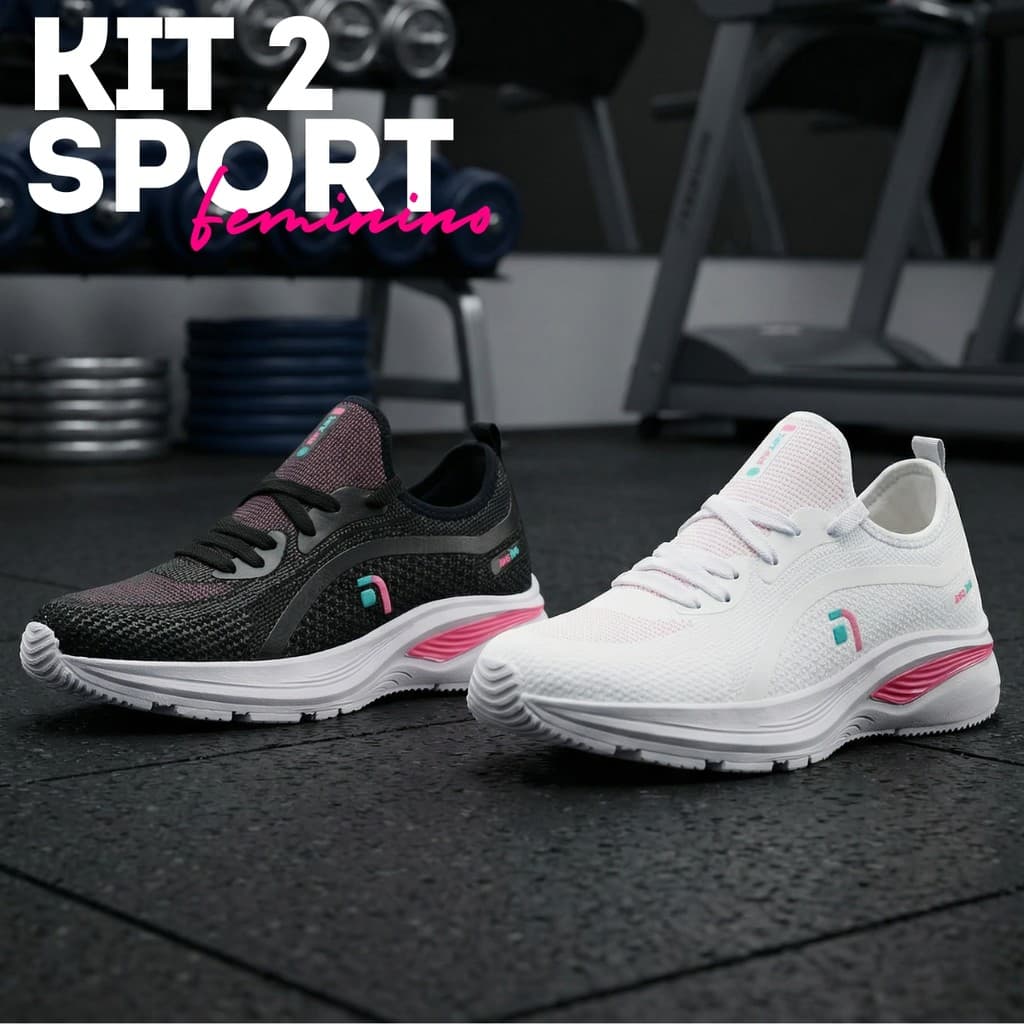 Kit 2 Pares Tênis Feminino Casual e Confortável para Academia e Crossfit  Design Moderno - Jumper
