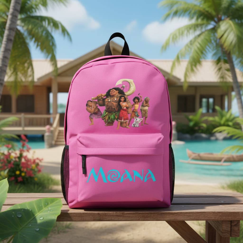 Mochila Moana Escolar Adulto Infantil Desenho Anime Grande MOderna Reforçada Promoção