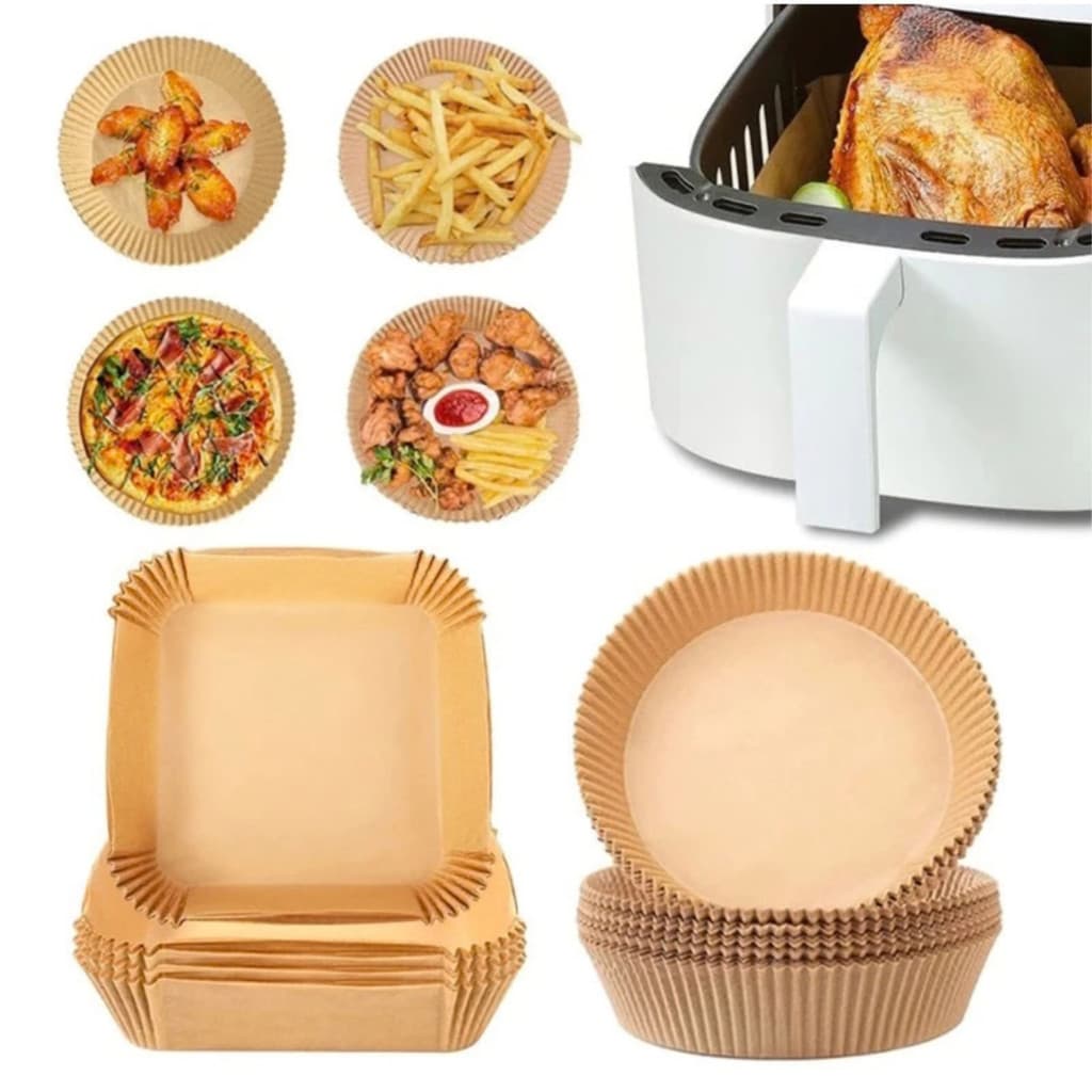 Forma Descartável Para Fritadeira eletrica Air Fryer 50 Unidades Redonda OU Quadrada 16 CM 16X4,5