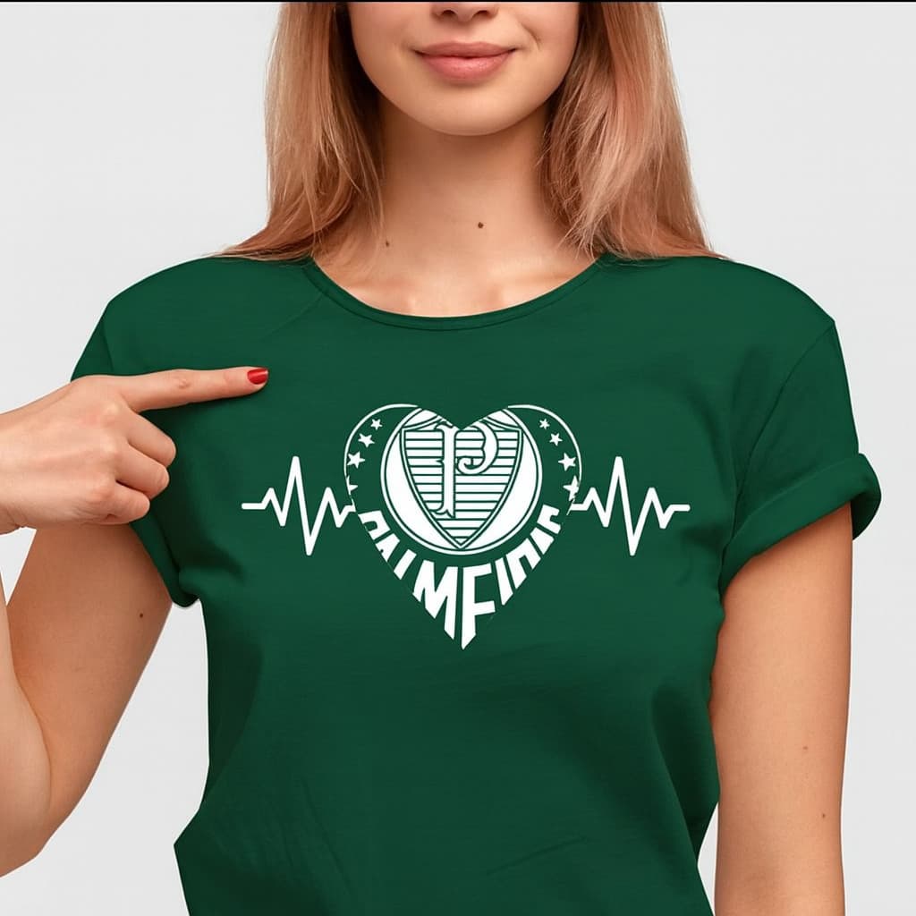 Camiseta Feminina e Masculina Palmeiras Coração Camisa 100% ALGODÂO