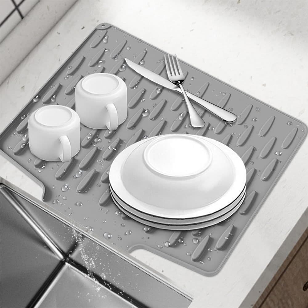 Tapete Escorredor Louça Com Dreno Silicone Premium Antiderrapante Copo Prato Talheres