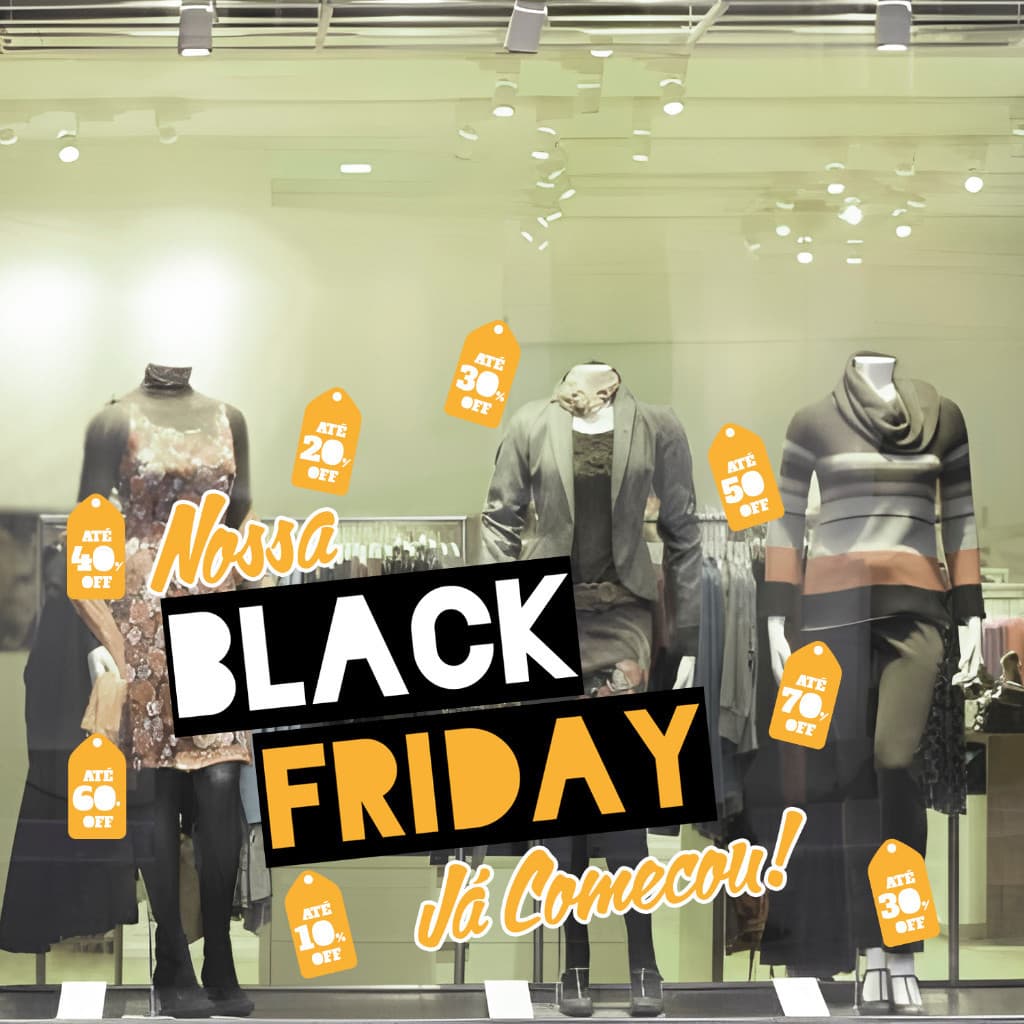 Adesivo Vitrine Black Friday - Adesivo de Vitrine Black Friday - Recortados - Venda Mais - Ad Grande