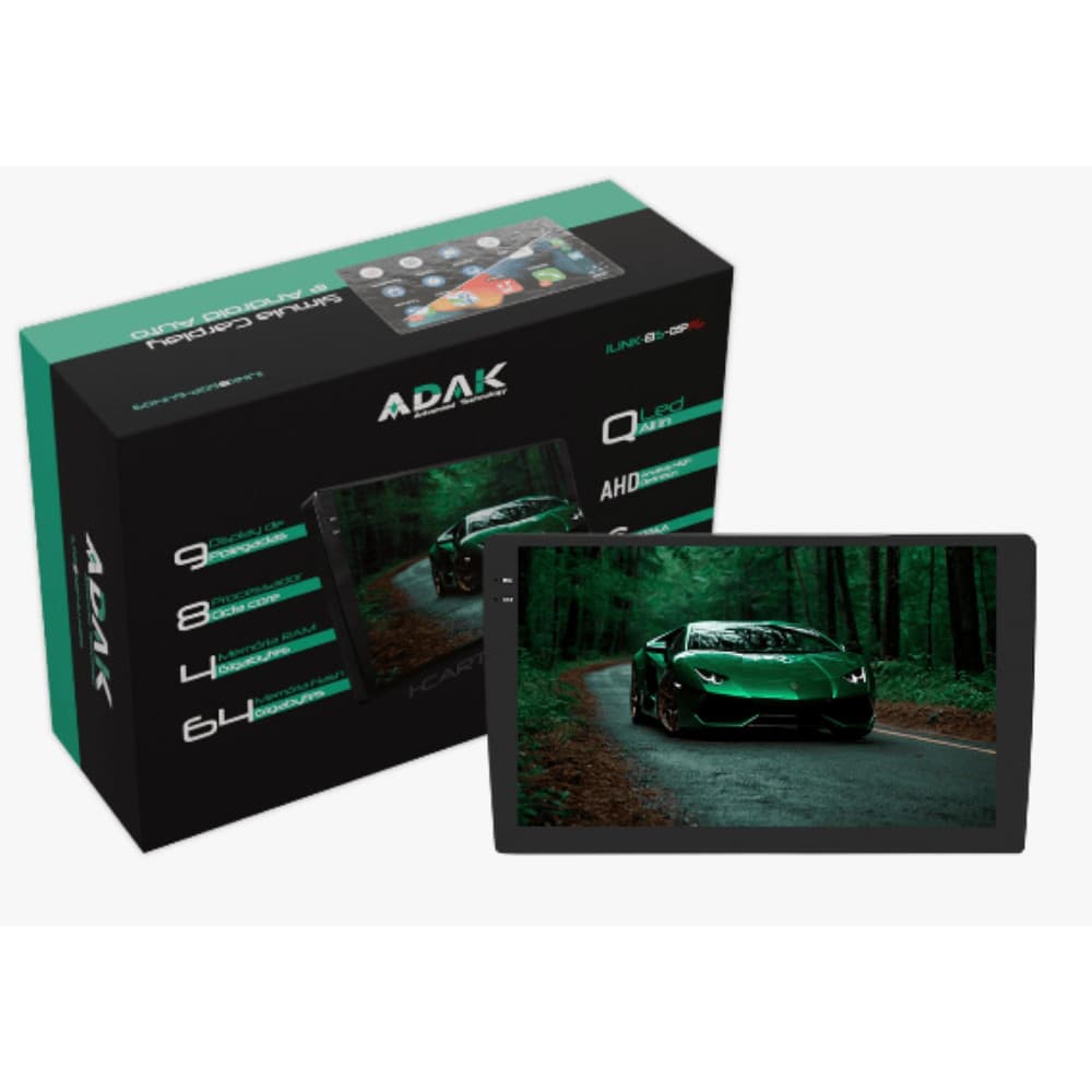 Central Multimídia 9 Polegadas Adak Universal 4GB de Ram 64gb Octa Core Android Carplay Ilink-8S