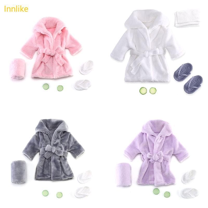 Innlike Roupão Bebê Roupas Toalha Pepino Conjunto Recém-Nascido Fotografia Adereços Para 0-3 Traças