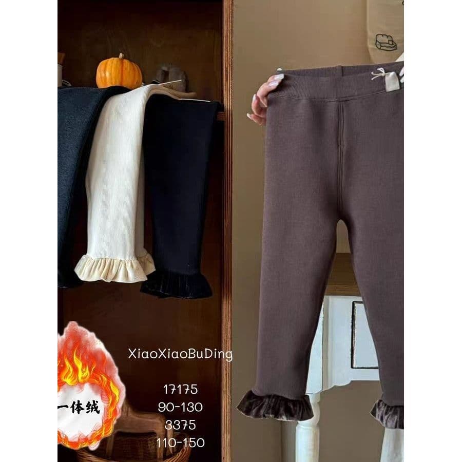 Meninas confortáveis casuais Leggings de renda 2025 inverno novo estilo bebê menina mais calças de veludo calças de rend