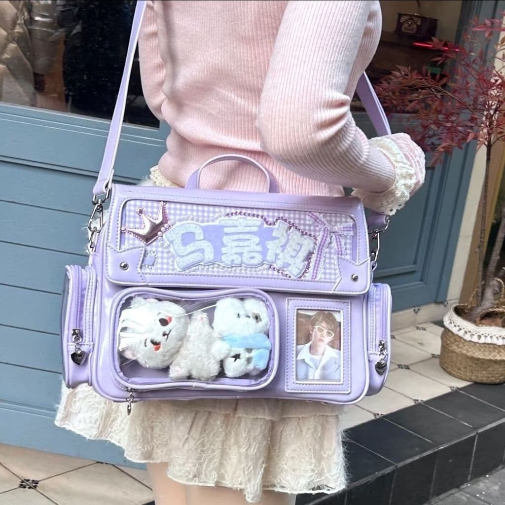 Nova menina Y2K ulzzang ita parque de diversões saco do mensageiro estilo japonês estilo Preppy grande capacidade JK uni