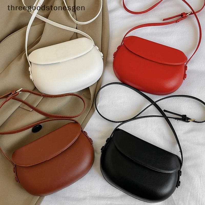 [Trêsgoodstonesgen] Bolsa Crossbody Feminina De Couro PU Fashion Luxuosa Estilingue De Ombro Sela Cor Doce Mensageiro Pa