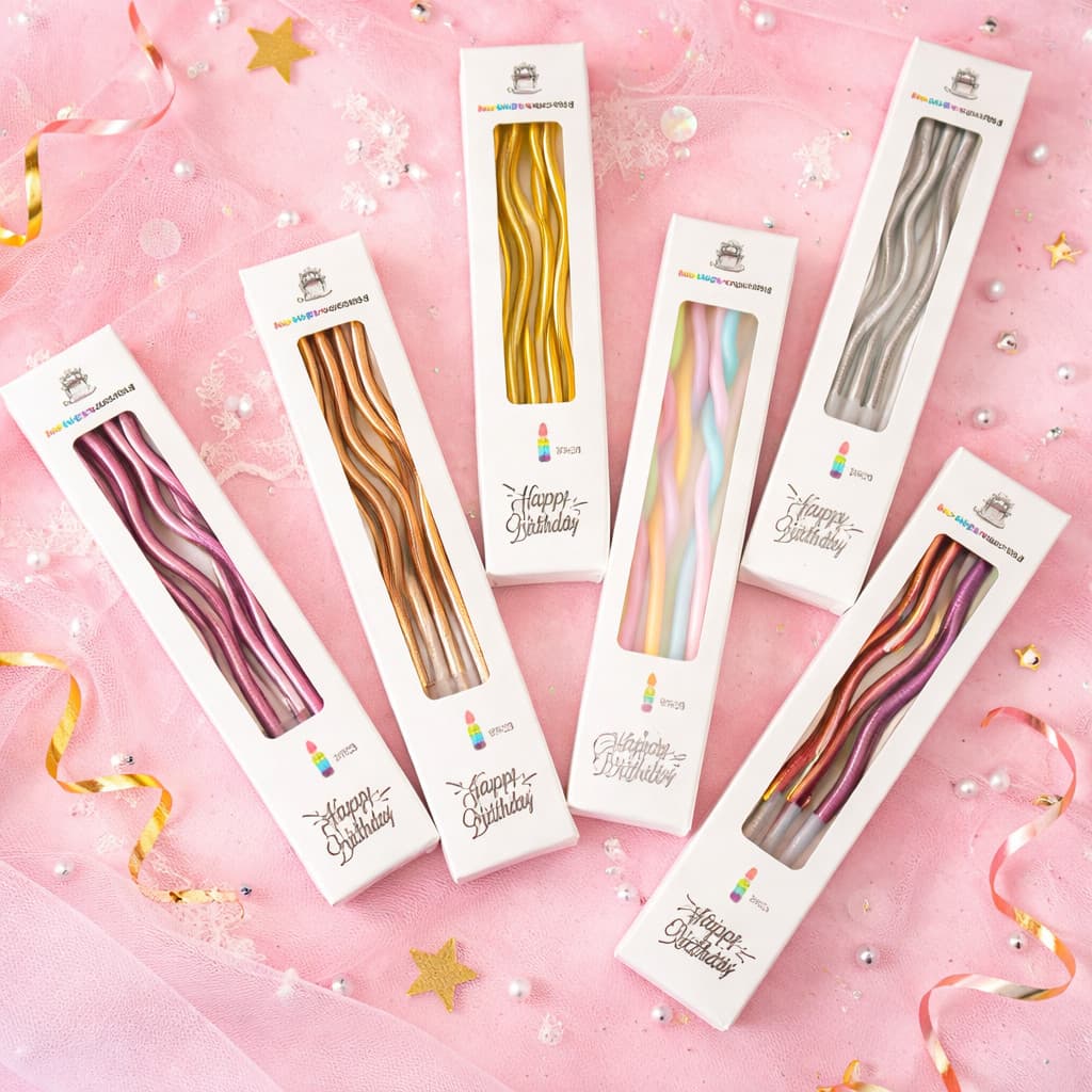 KIT Vela de Anivesario Curva Parafina  Espiral 6UN Decoração Bolo de Bricolage Aniversário Festa Velinhas Casamento
