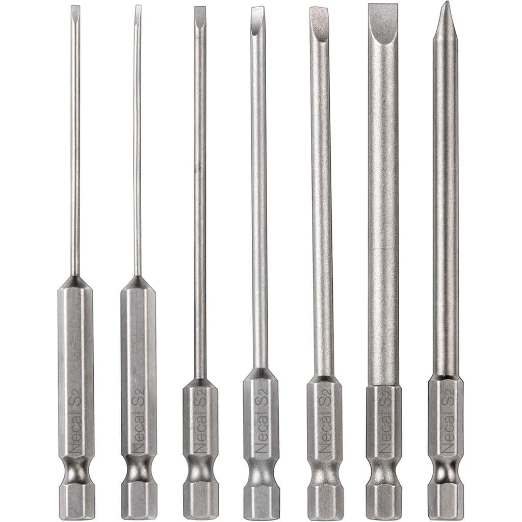 Conjunto de 7 Pontas de Chave de Fenda de Cabeça Plana Rocaris, 100mm/4 polegadas de Comprimento, Magnéticas - Haste Hex
