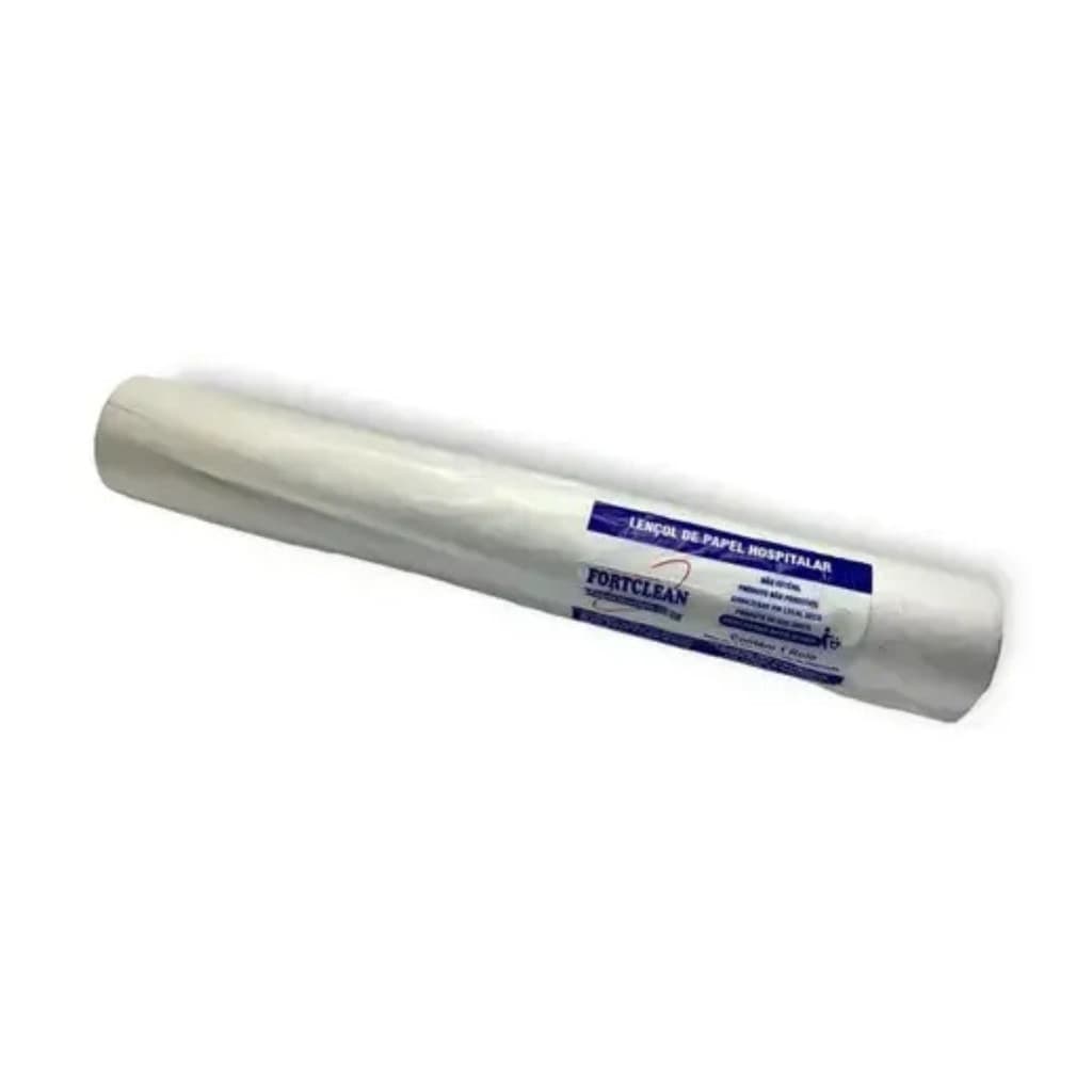 Lençol Hospitalar Descartável de Papel Fortclean 50cm x 50m - Rolo para Maca Estética Tatuagem Podol