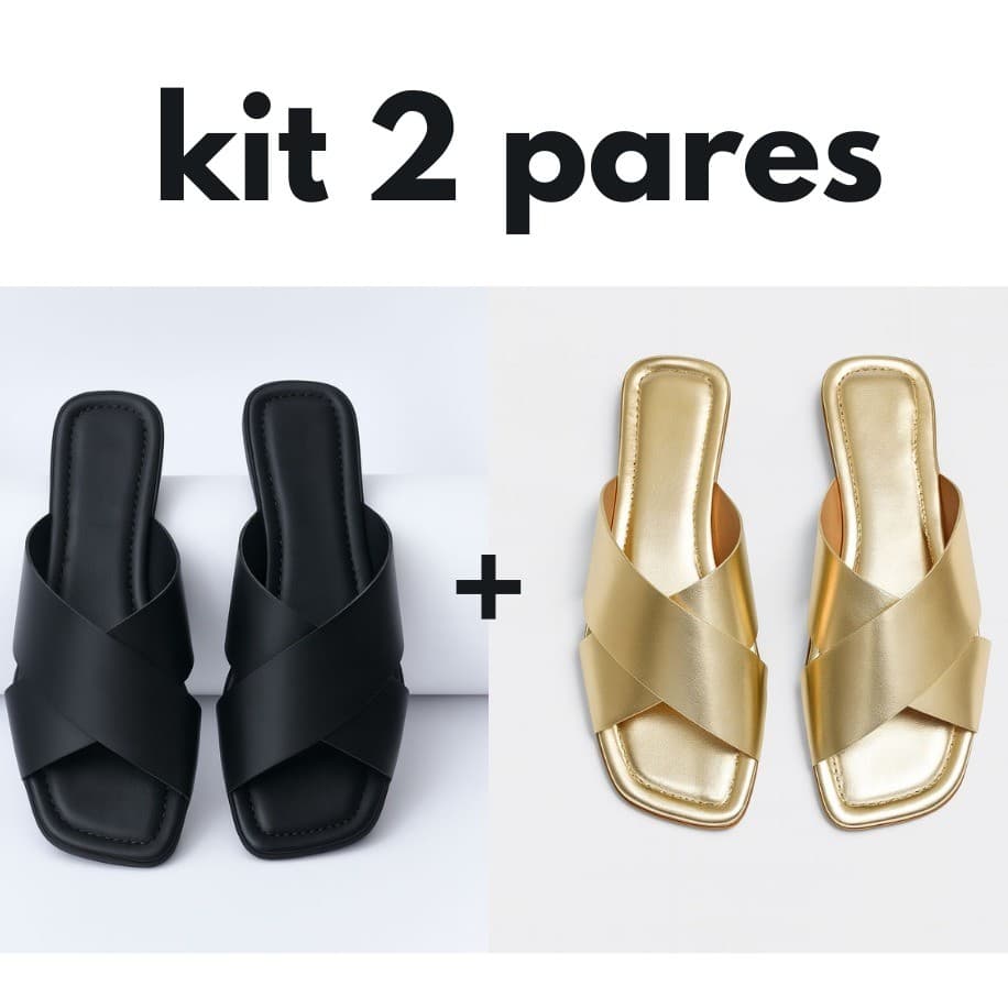 Kit 2 Pares de rasteirinha modelo X Cruzada