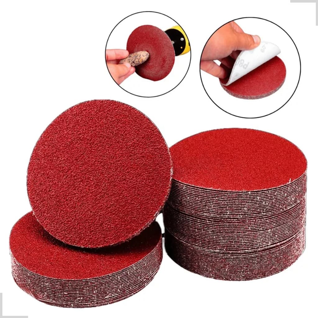 Kit 50 Discos Lixa Velcro 125mm 5 Polegadas Lixadeira Roto Orbital Grão Metal Ferro Madeira Parede