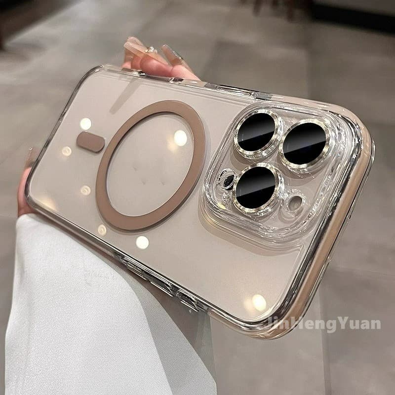 Capa Magnética Transparente Avançada Sem Amarelecimento Para IPhone 16 15 Plus 14 13 Pro Max Com Filme De Lente De Alta