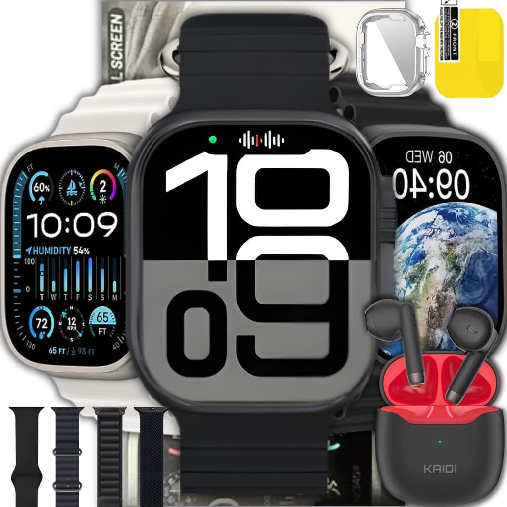 Relógio Smartwatch N10 Ultra 2 Série 10 e 4 Pulseiras E Fone Bluetooth Kaidi Kd771 Esportivo