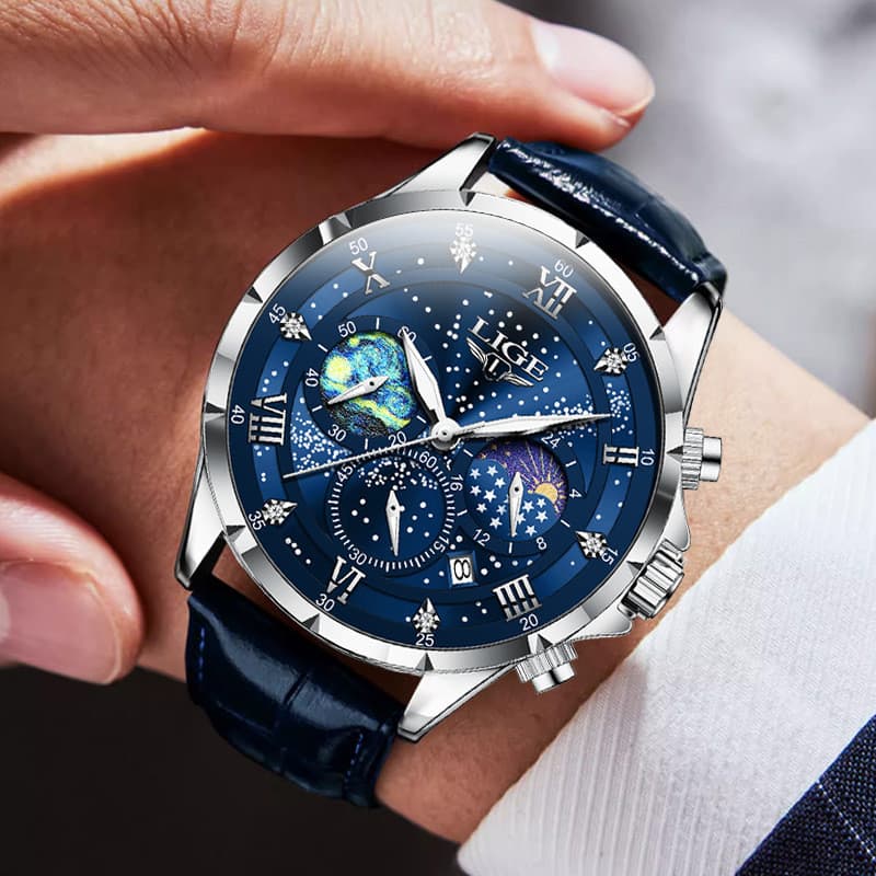 Estrela mar masculino relógio de quartzo negócios relógio de pulso à prova dwaterproof água pequeno três mãos novo estil