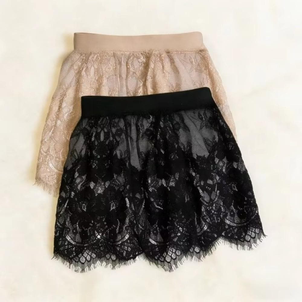 Saia De Malha De Renda PEONYQ , Extensor De Camisa Transparente Preto E Branco , Minissaia Curta Verão