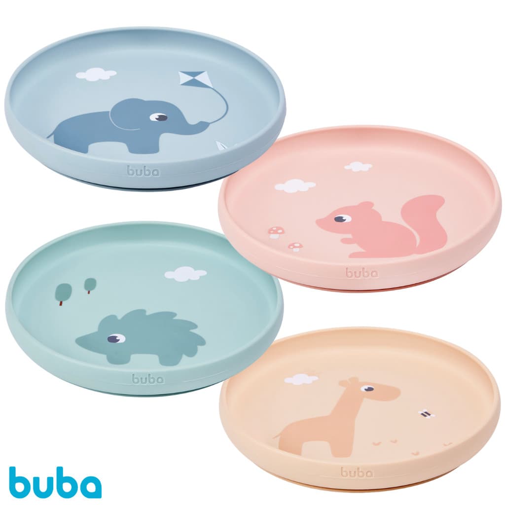 Prato Em Silicone Cloudy Com Ventosa Infantil Buba Introdução Alimentar Bebê Criança