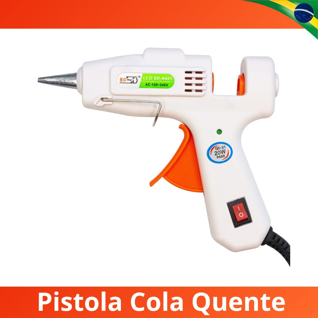 Pistola de Cola Quente 20w Bivolt 110/220v Profissional 7mm Bastão Fino Escolar Artesanato Aplicador