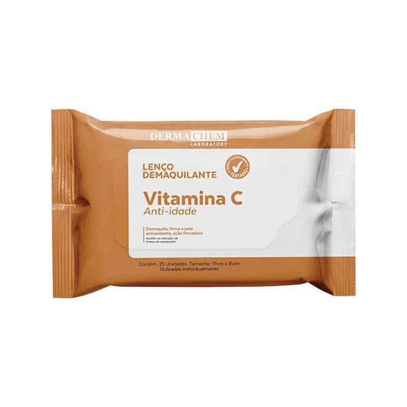 Lenços Demaquilantes Vitamina C DermaChem 25 Unidades