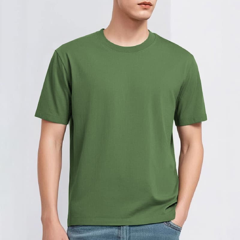 2026 novo estilo verão algodão de manga curta camiseta masculina simples All-Match em torno do pescoço roupas superiores