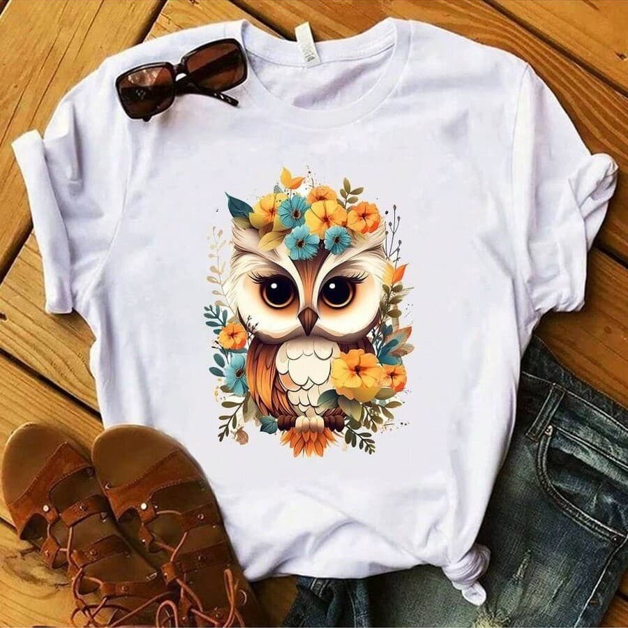 T-shirt blusa Camiseta feminina estampa Coruja