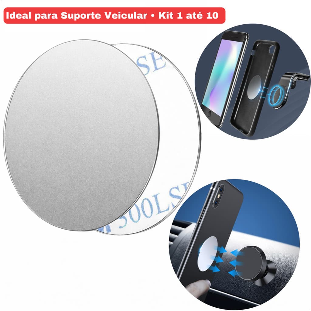 Placa De Metal Disco Para Suporte Magnético De Celular Automotivo
