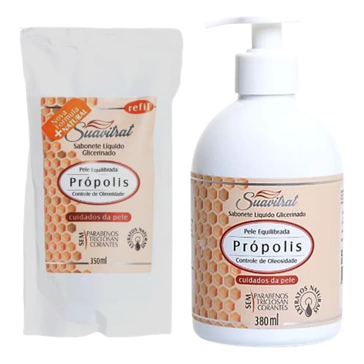Kit Sabonete Líquido Propolis + Refil  Suavitrat Contra Acne