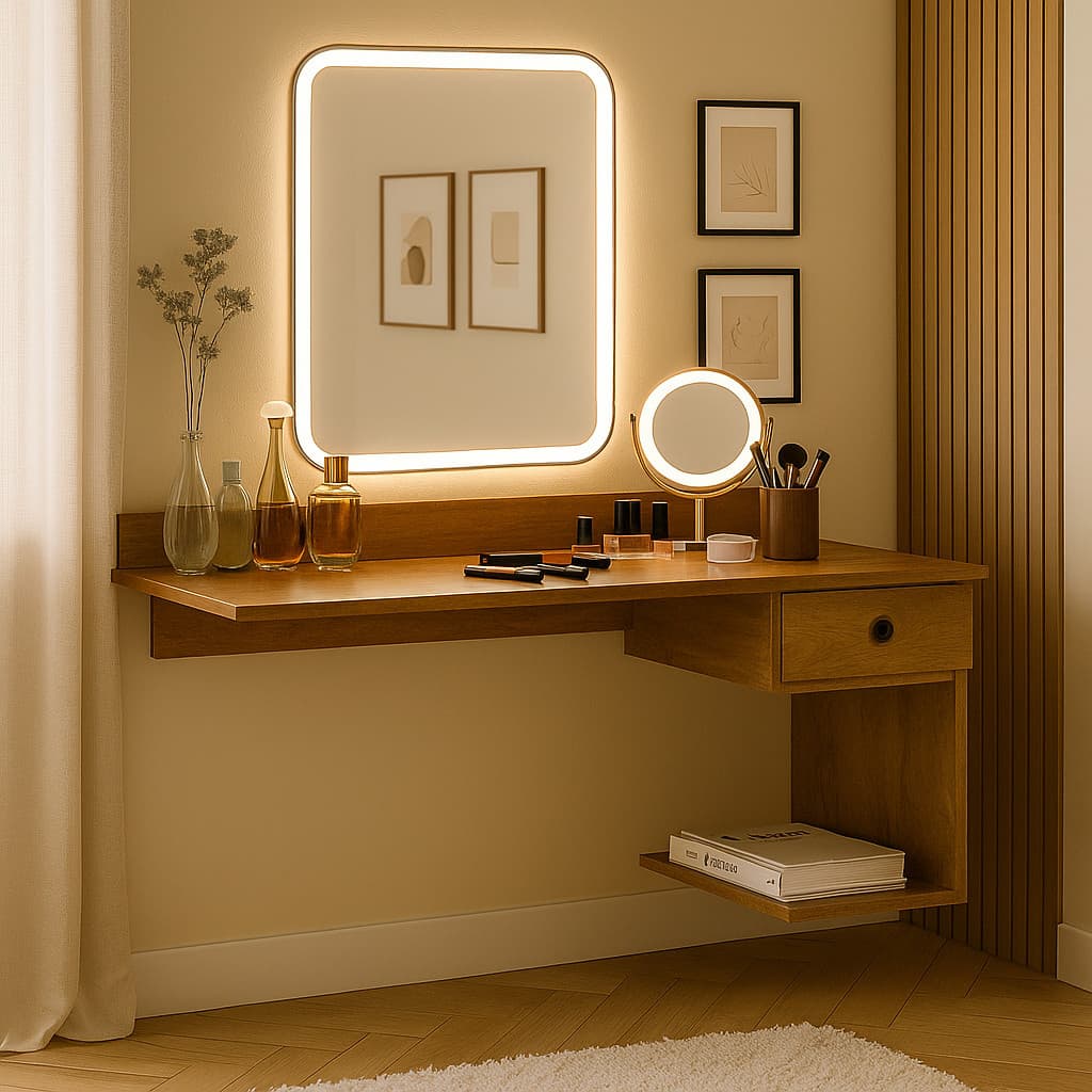 Penteadeira Camarim Suspensa com 1 Gaveta Organizadora Moderna  Quarto Closet Home Office