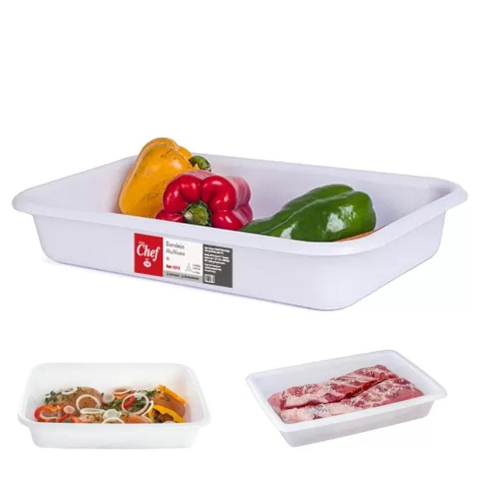 CAIXA BANDEJA PLASTICA ACOUGUE ORGANIZADOR COZINHA MANTIMENTOS CAMERA FRIA 6 LITROS RESTAURANTE BRANCA