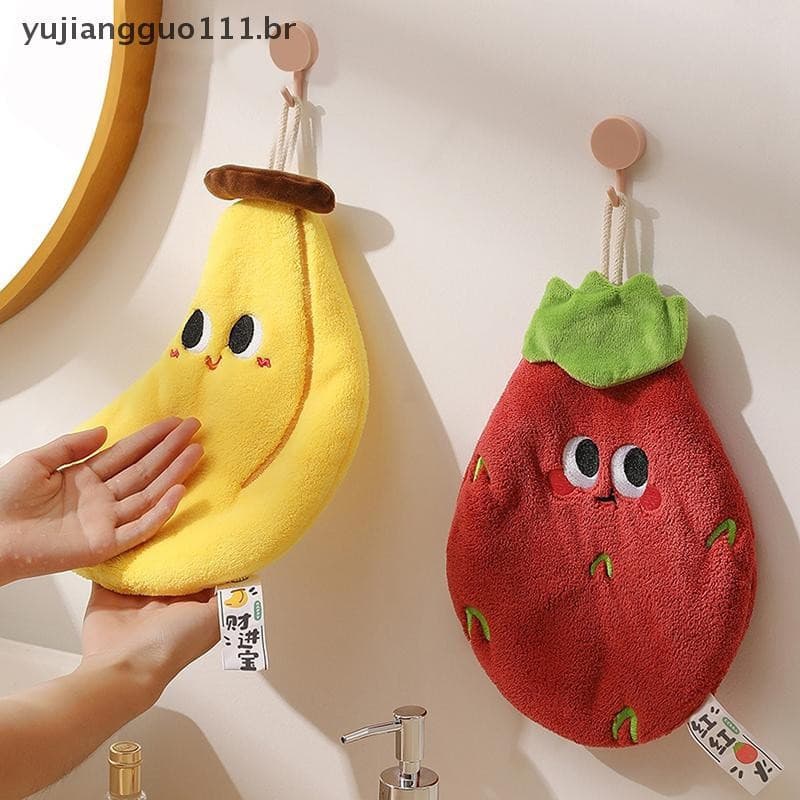 # Novo Toalha De Mão De Desenho Animado Toalhas De Cozinha De Frutas Fofas Suspensão Absorvente Pano De Limpeza Secagem