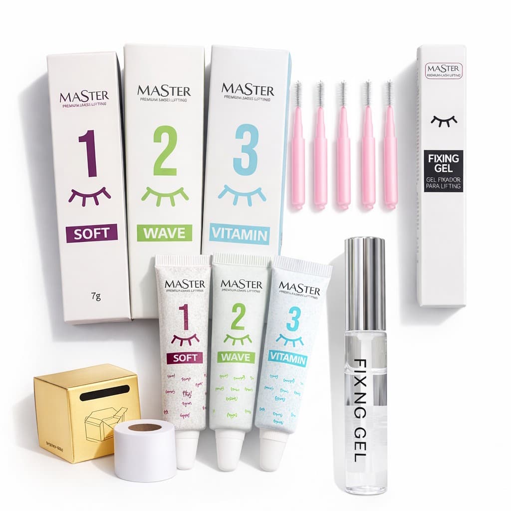 Master Kit Brow Lamination e Lash Lifting Pocket Steps Completo + Cola Fixing Gel + 5 Interdental