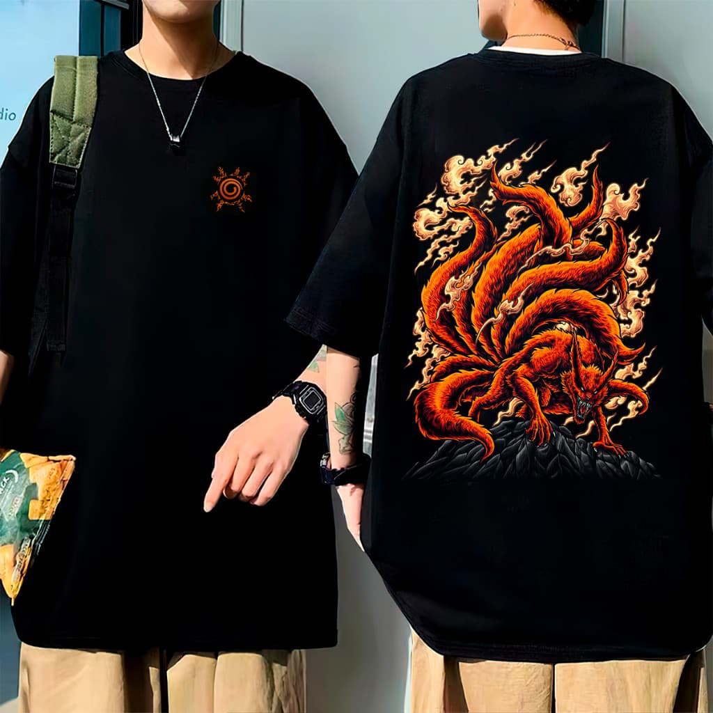 Camiseta Algodão Oversized Anime Kurama Mangá Japonês Naruto Envio rapido
