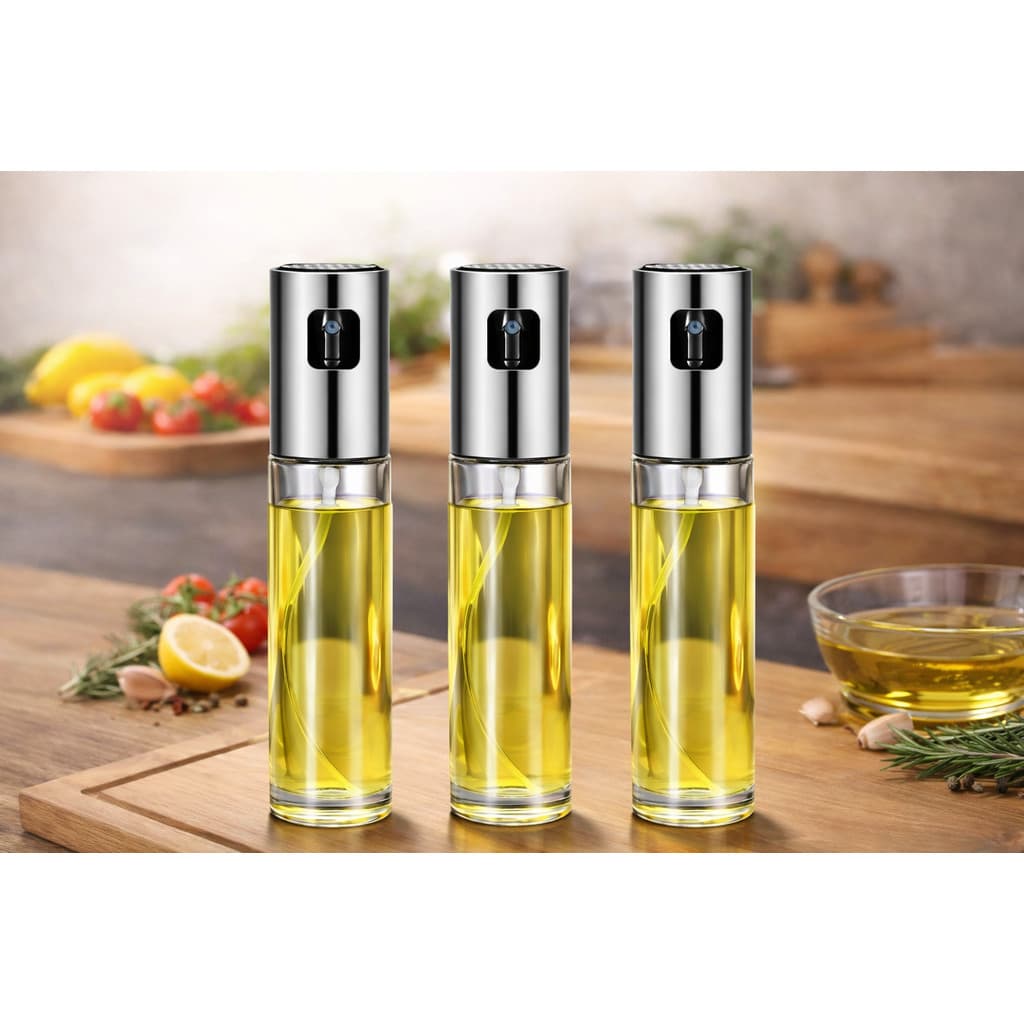 Kit Com 3 Spray Pulverizador de Vidro Óleo Azeite Vinagre Na Frigideira 100ml