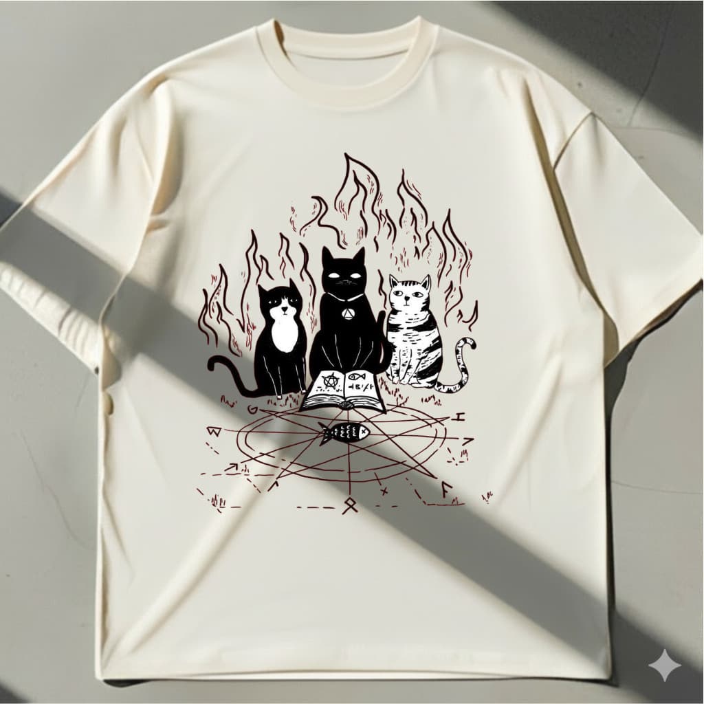 Camiseta Vintage Gato Magia Design Aesthetic Y2K Unissex Plus Size