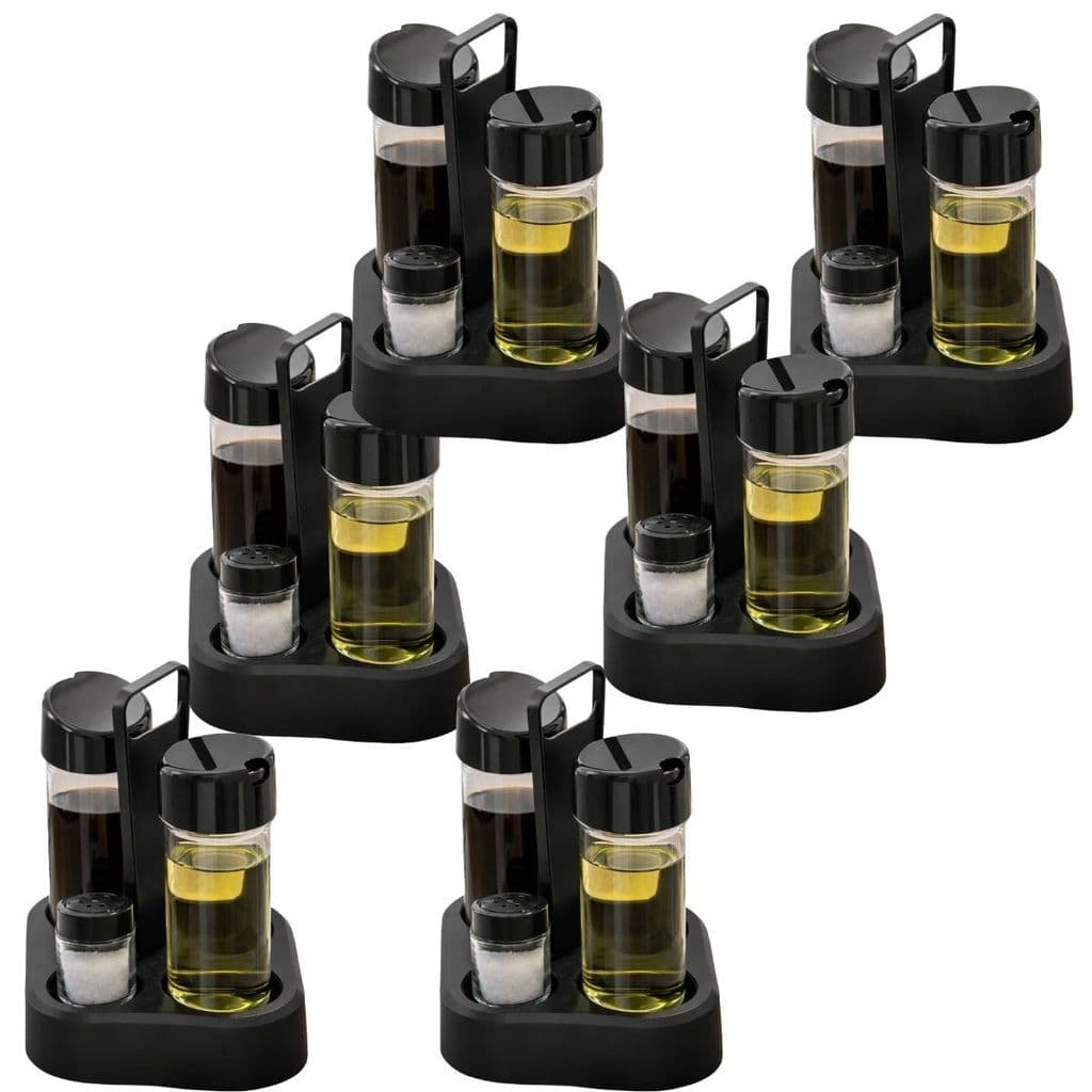 Kit 6 Galheteiros 4 em 1 Unitermi Porta Temperos Cozinha Mesa Posta Saleiro Paliteiro Especiarias