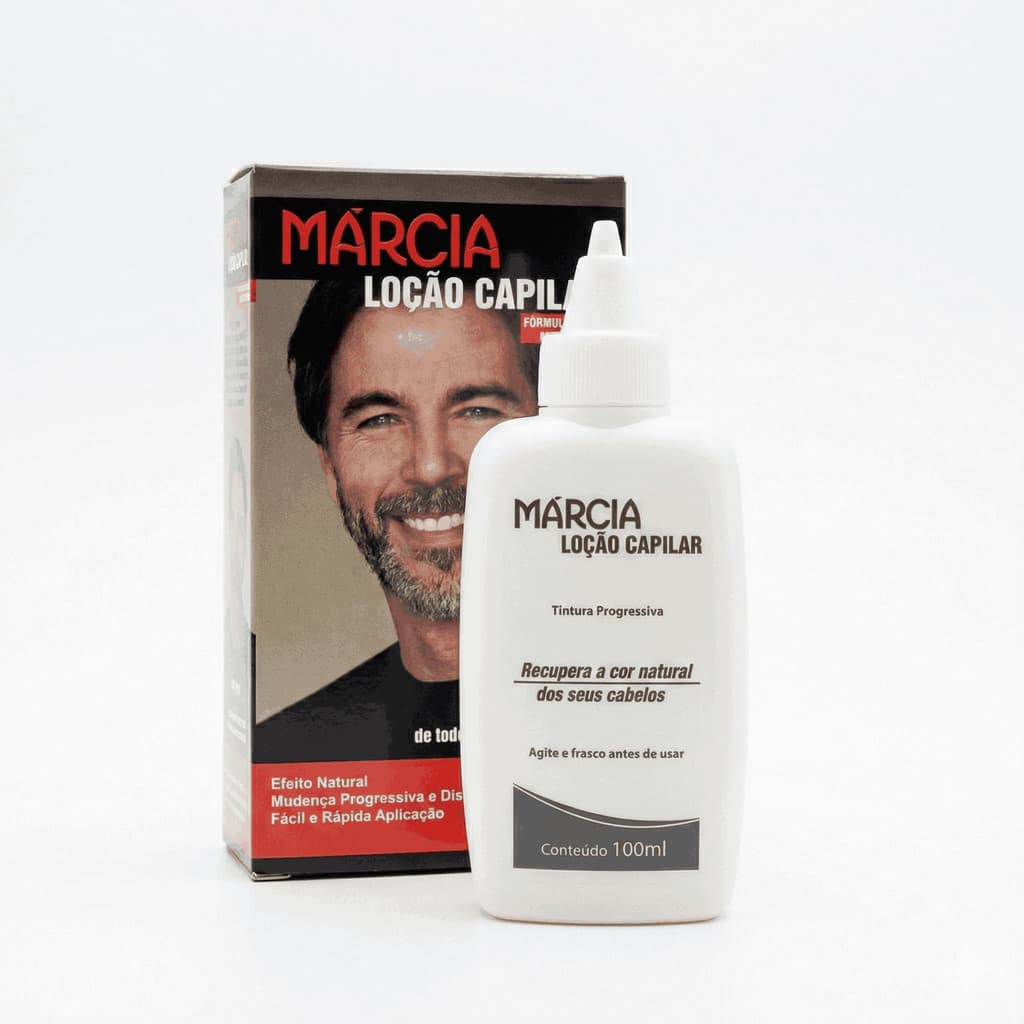 Loção Capilar Márcia Masculina 100 Ml  Recupera A Cor De Todos Os Cabelos Grisalhos