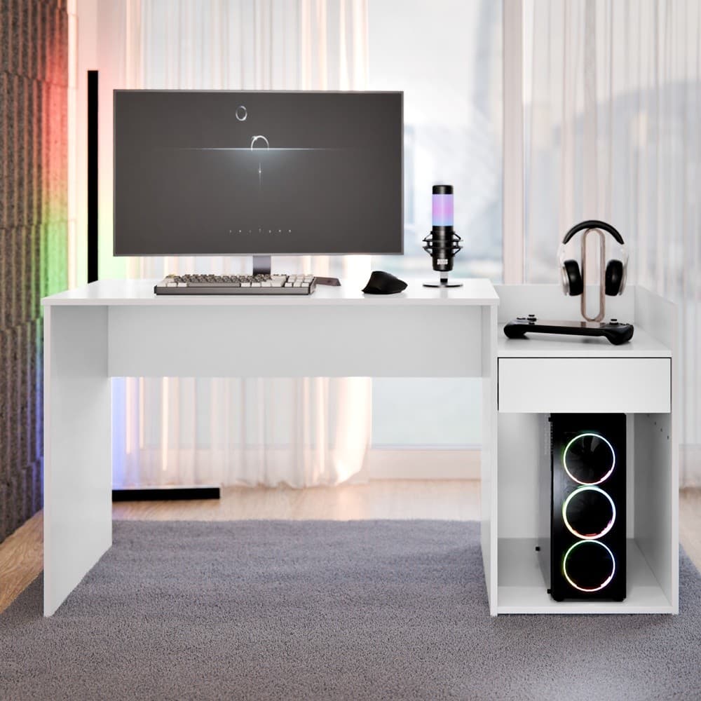 Mesa Escrivaninha 1 Gaveta com Nicho Gamer Eros - Varias Cores