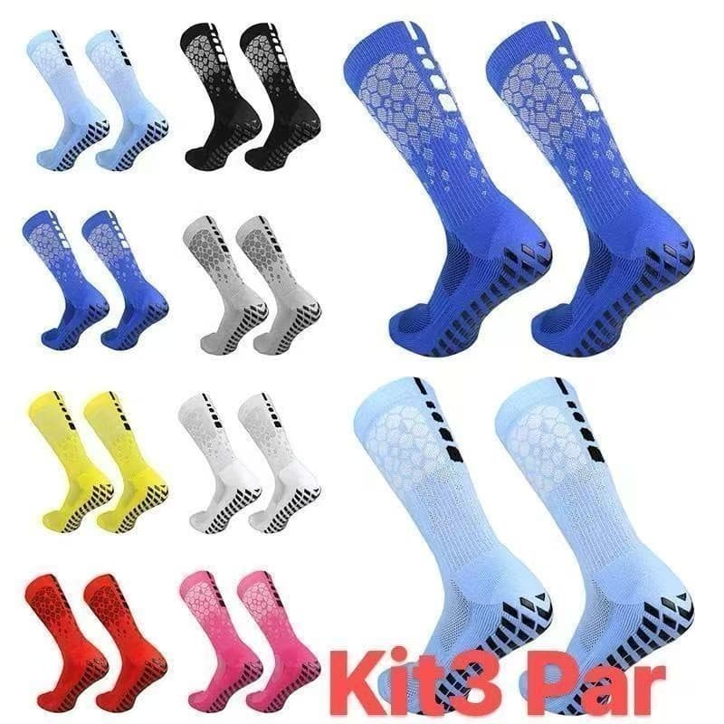 KIT 3 PARES De Novas Meias De Futebol Esportivo De Listras De Honeycomb Profissional MODELO-4