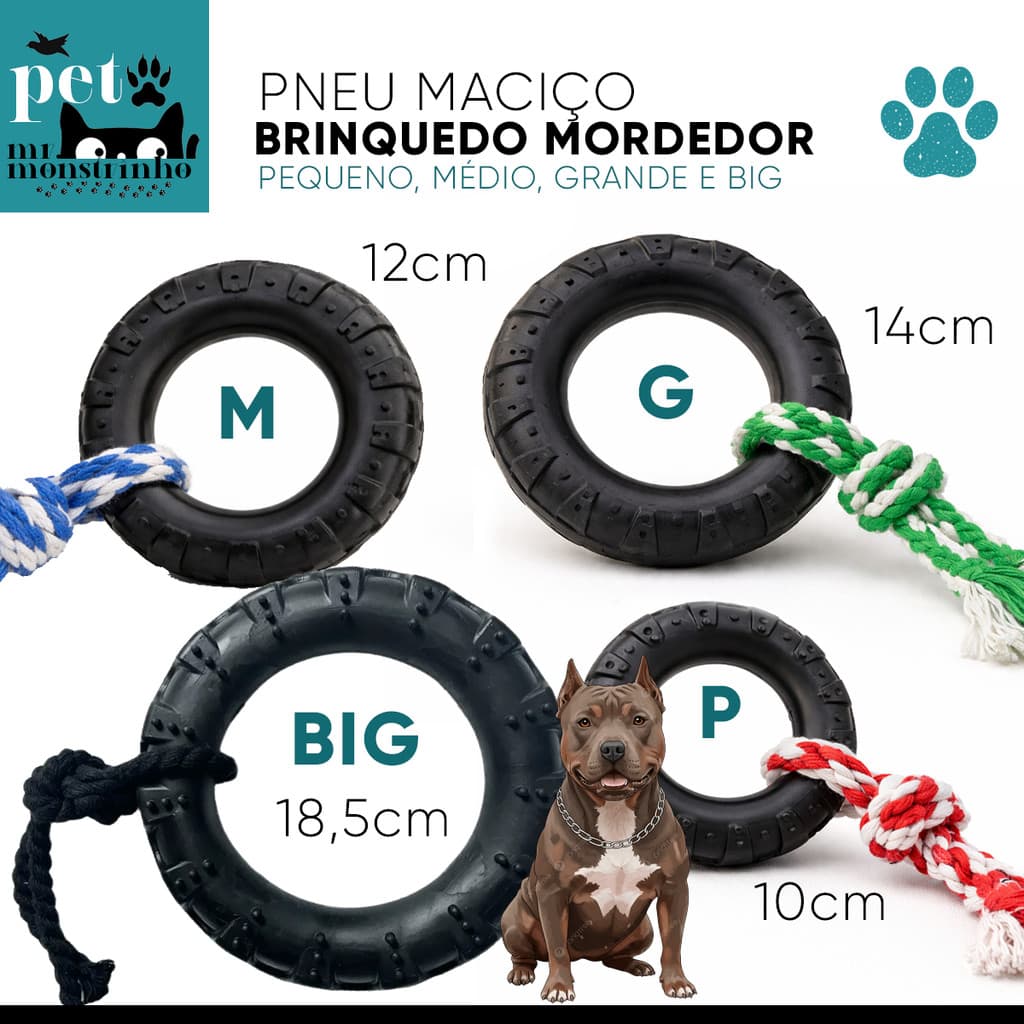 Brinquedo Pet Educativo Anti-estresse Mordedor para Cachorro Pneu Maciço - Envio Imediato