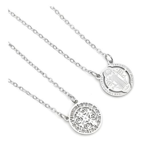 Escapulário Masculino Medalha São Bento Religioso Aço Inox